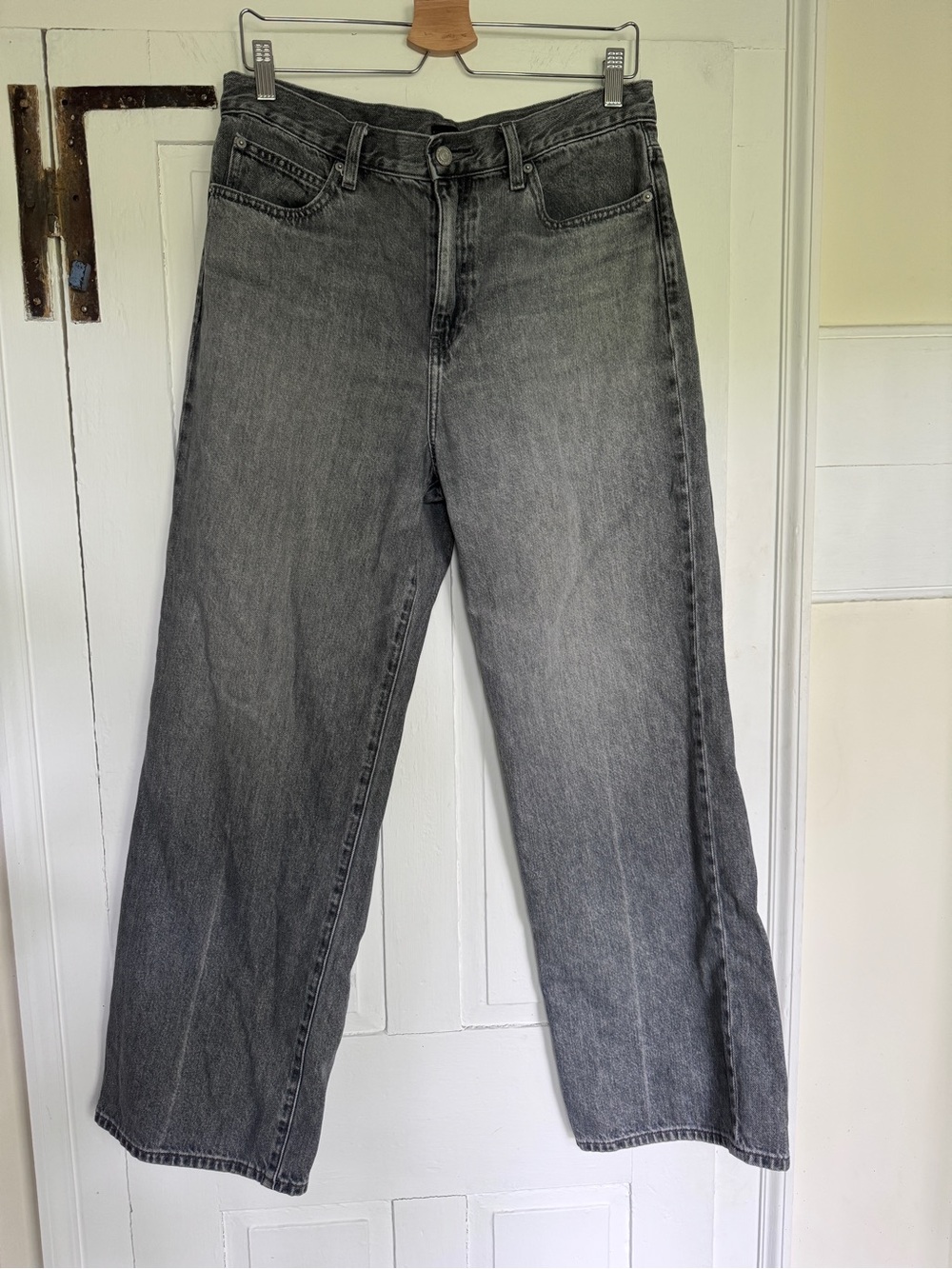 Uniqlo High Rise Wide Straight Jean Gray Kaihara Fabric Size 29 / 10